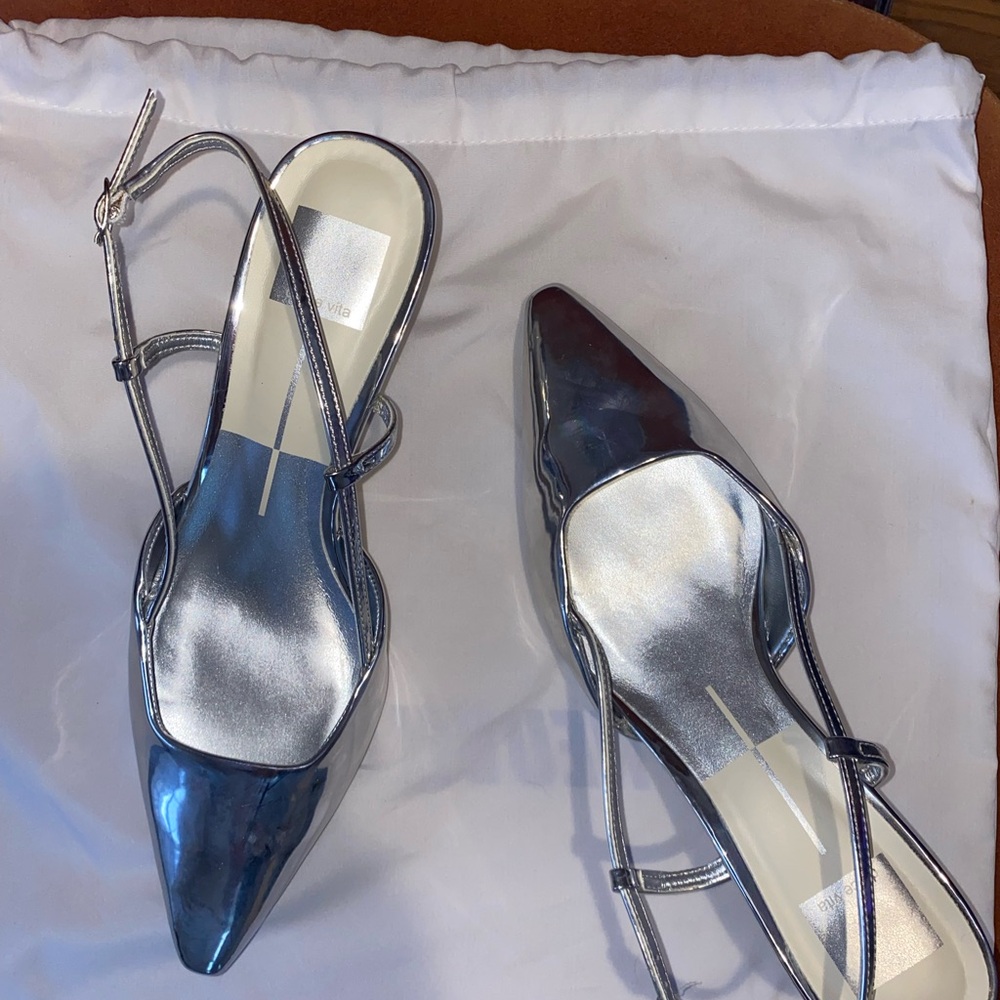 Silver Kitten Heel Pumps